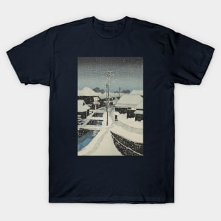 Evening Snow at Terashima Village by Hasui Kawase T-Shirt